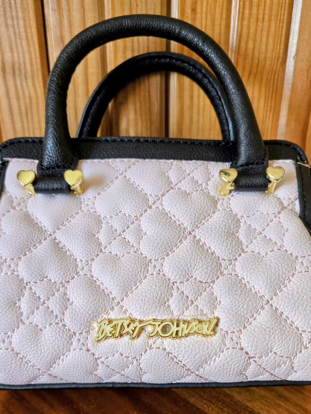 Betsey Johnson Pink Quilted Top-Handle Bag With Beaded Bow